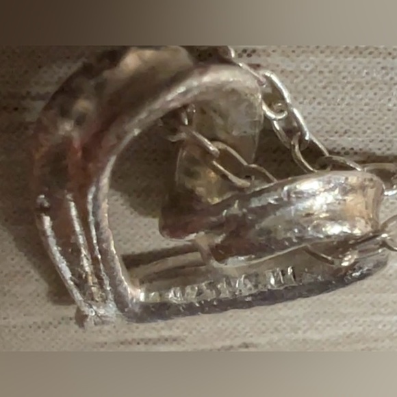 Vintage Designer Sterling Silver Twisted Heart Slide Pendant & 20" Necklace - Picture 4 of 7